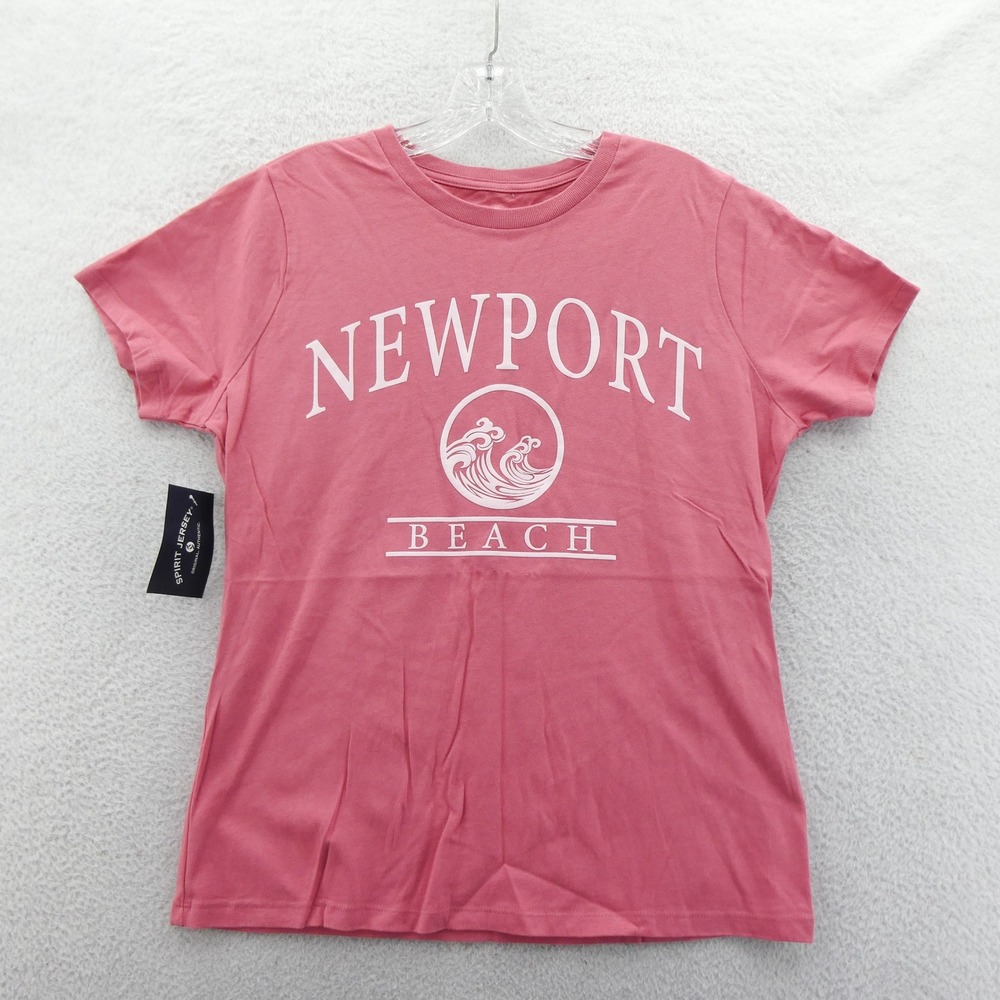 Spirit Jersey Shirt Womens Medium Newport Beach Pink Graphic Short Sleeve Cotton